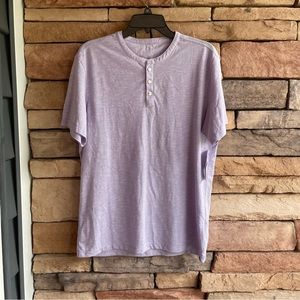 Even Tide purple partial button short sleeve shirt NWT Medium
